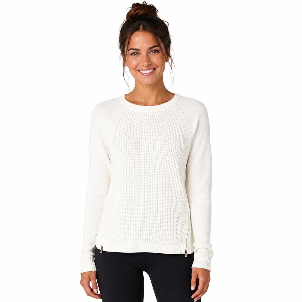 Athleta Women’s Medium White Waffle Knit Crew Neck Sweater Pullover